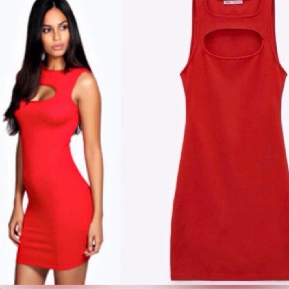 Zara Scarlet Cutout Bodycon Mini Dress